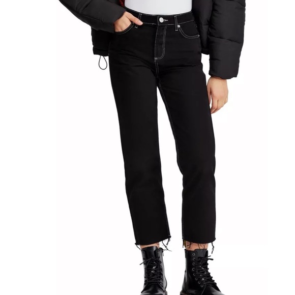 BDG Denim - BDG Urban Outfitters Black Pax Straight Leg Raw Hem Jeans 25